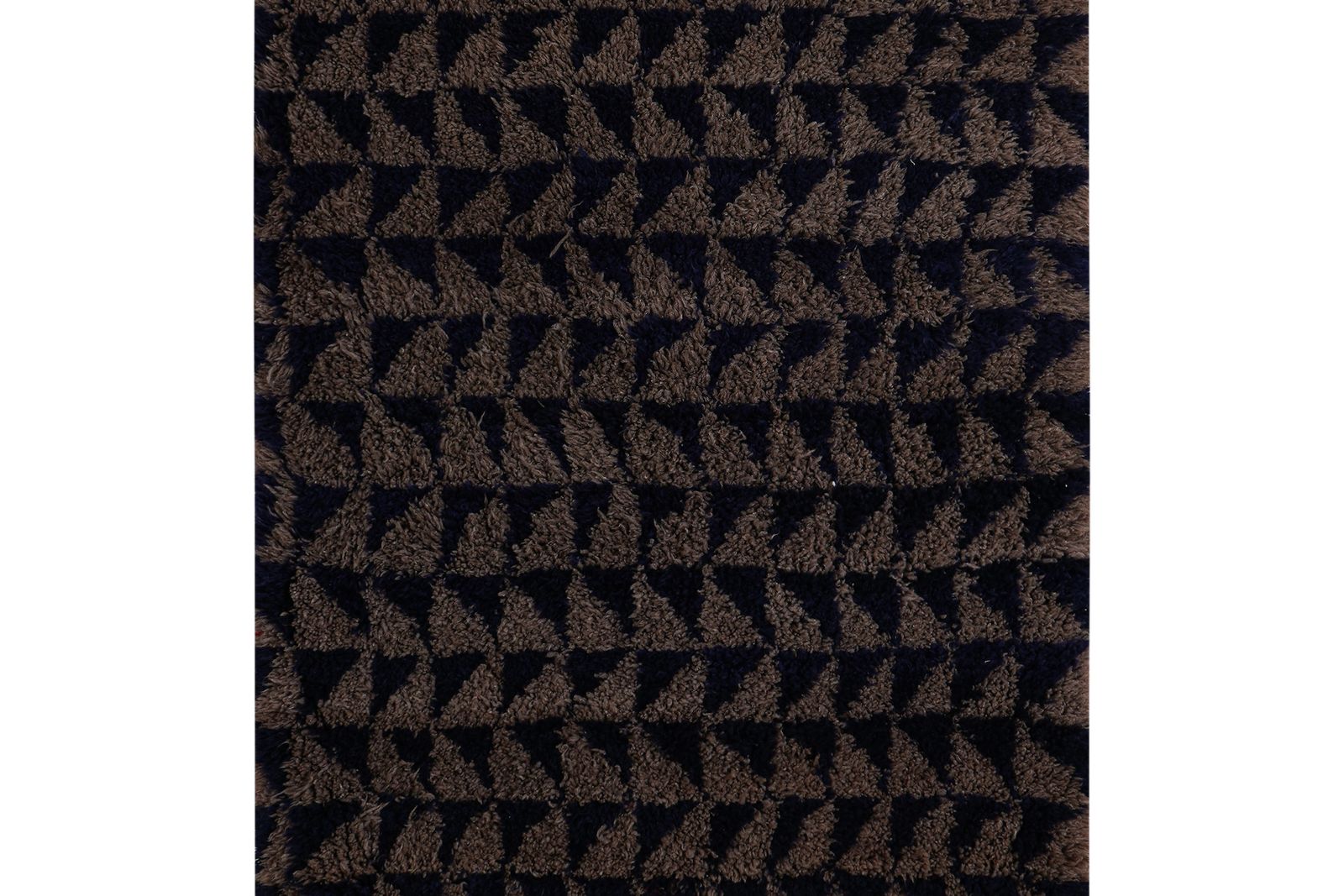 Mid Century Modern Shag Rug With Geometric Brown And Navy Pattern 3'3'' X 5'3'' photo vinterior