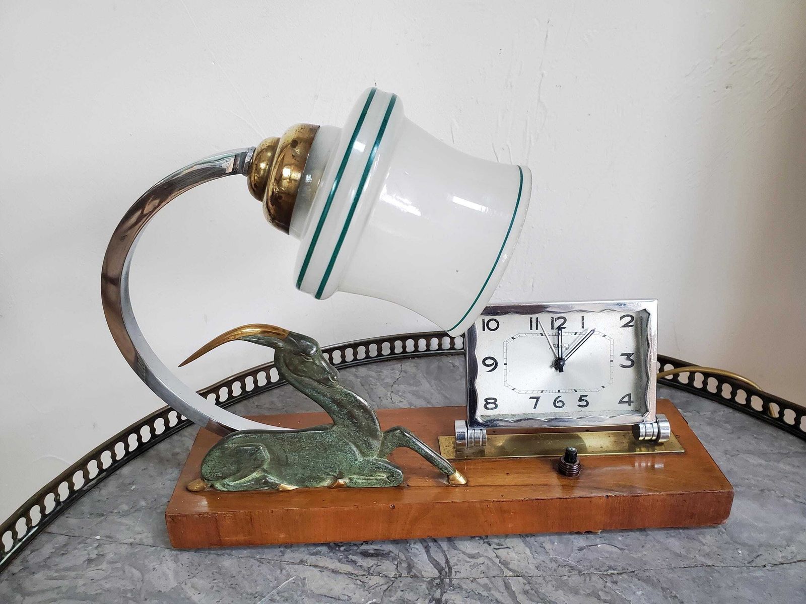 Art Deco Clock With Lamp / Antelope Clock With Alarm / Antelope Lamp With Clock / 1920 Lamp Alarm / Deco Alarm Clock With Lamp / Art Deco photo furniture