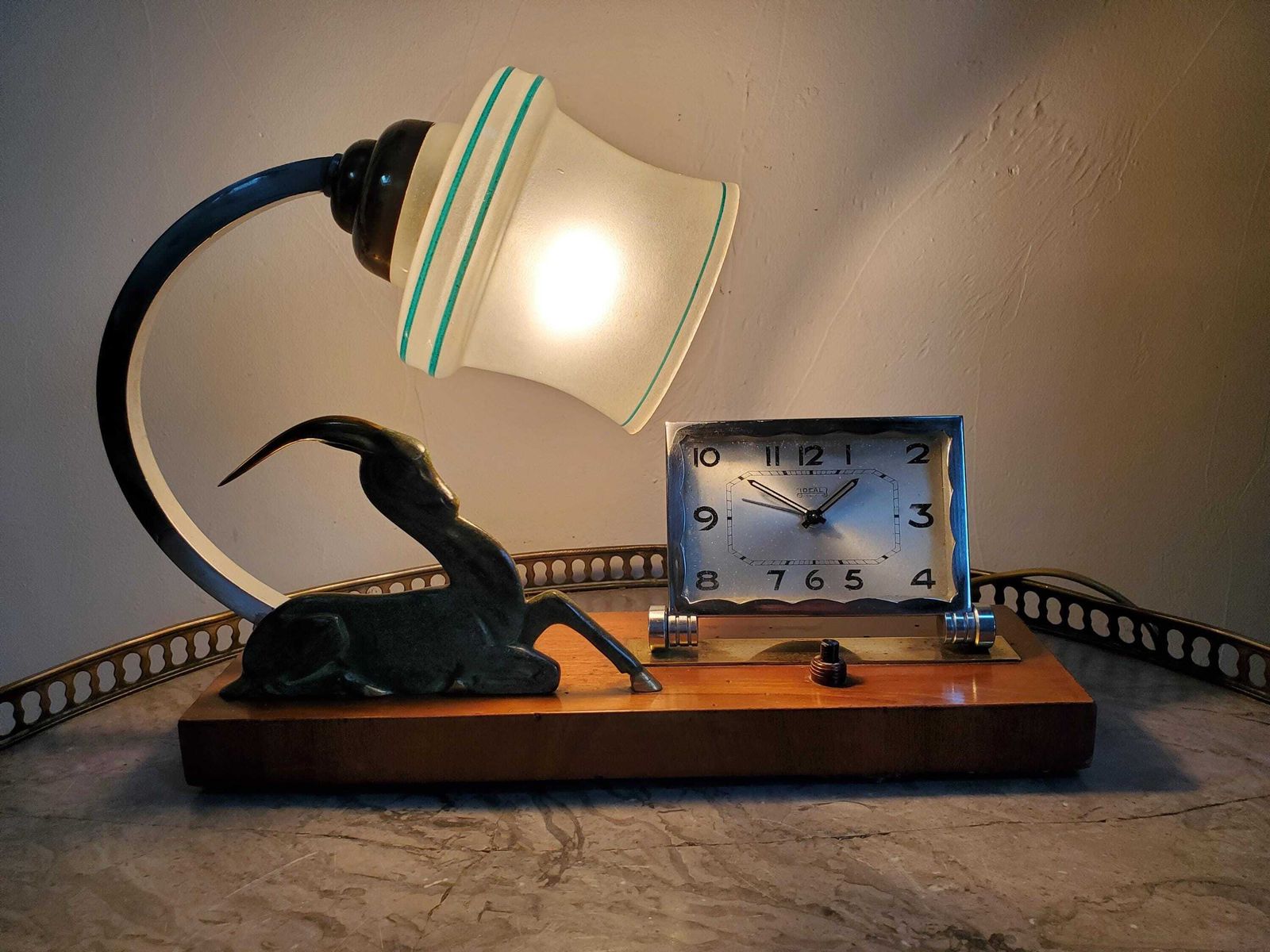 Art Deco Clock With Lamp / Antelope Clock With Alarm / Antelope Lamp With Clock / 1920 Lamp Alarm / Deco Alarm Clock With Lamp / Art Deco photo buy