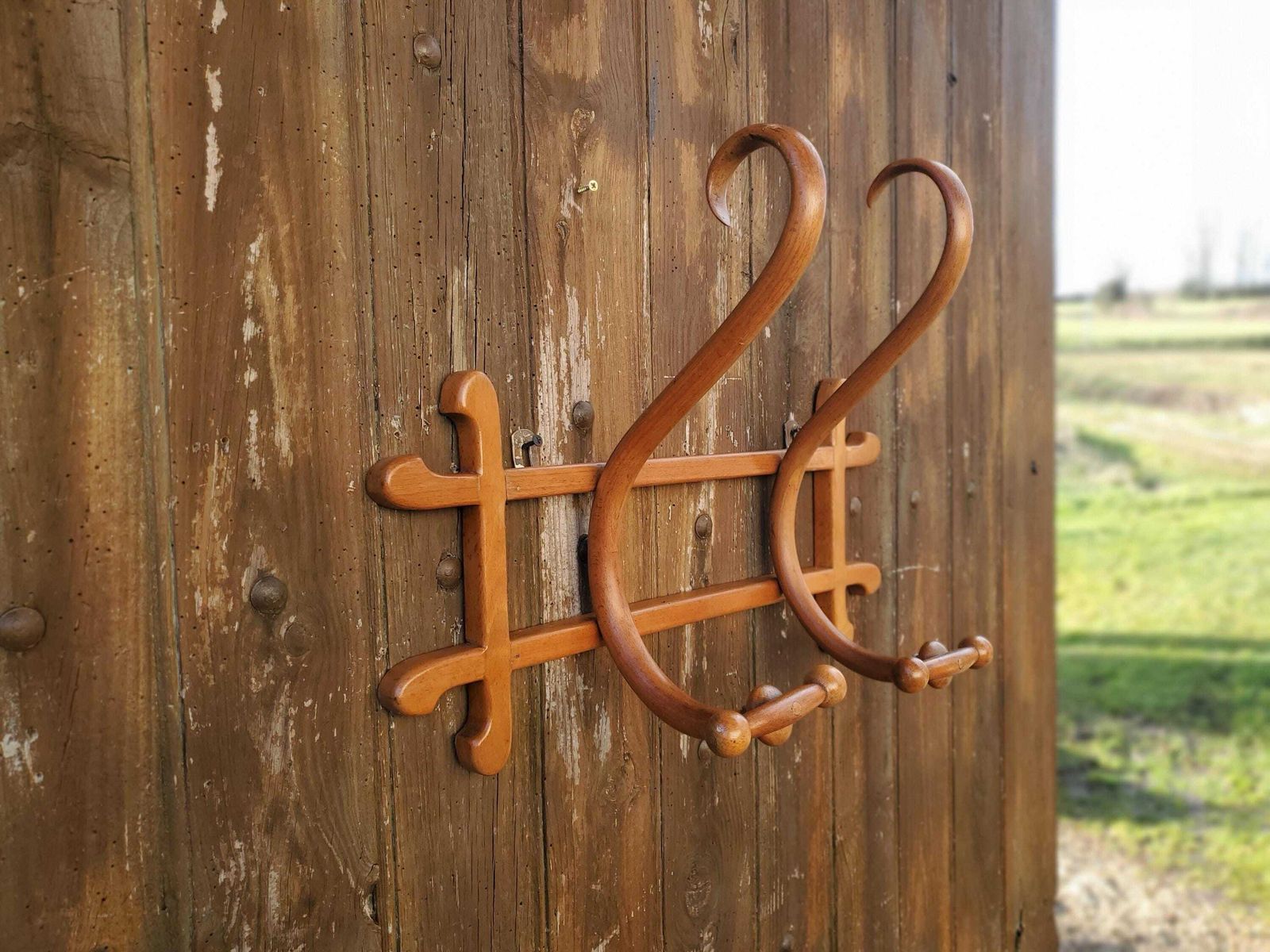 Thonet Bentwood Coathooks / Thonet Coat Hooks / 1900s Bistro Hooks / Antique Bentwood Coat Rack / Genuine Thonet Coat Hooks / 2 Hook Rack photo vinterior