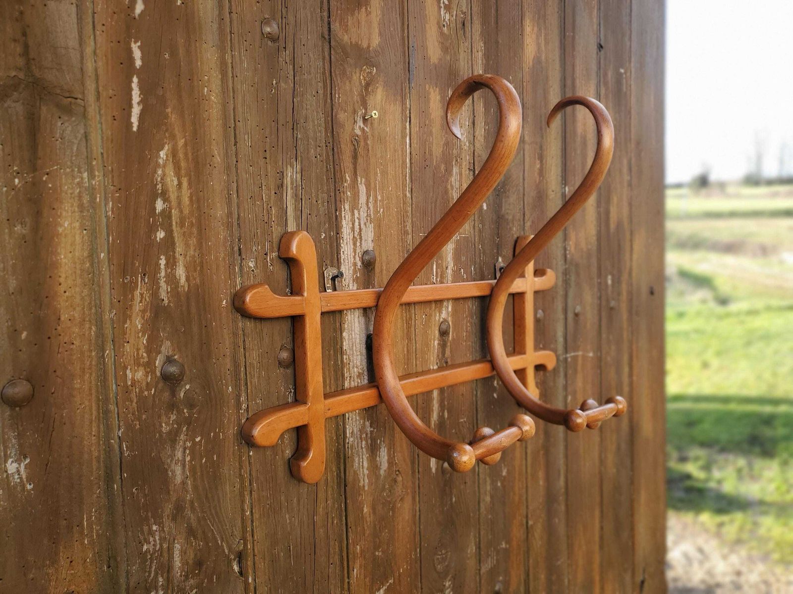 Thonet Bentwood Coathooks / Thonet Coat Hooks / 1900s Bistro Hooks / Antique Bentwood Coat Rack / Genuine Thonet Coat Hooks / 2 Hook Rack photo vintage