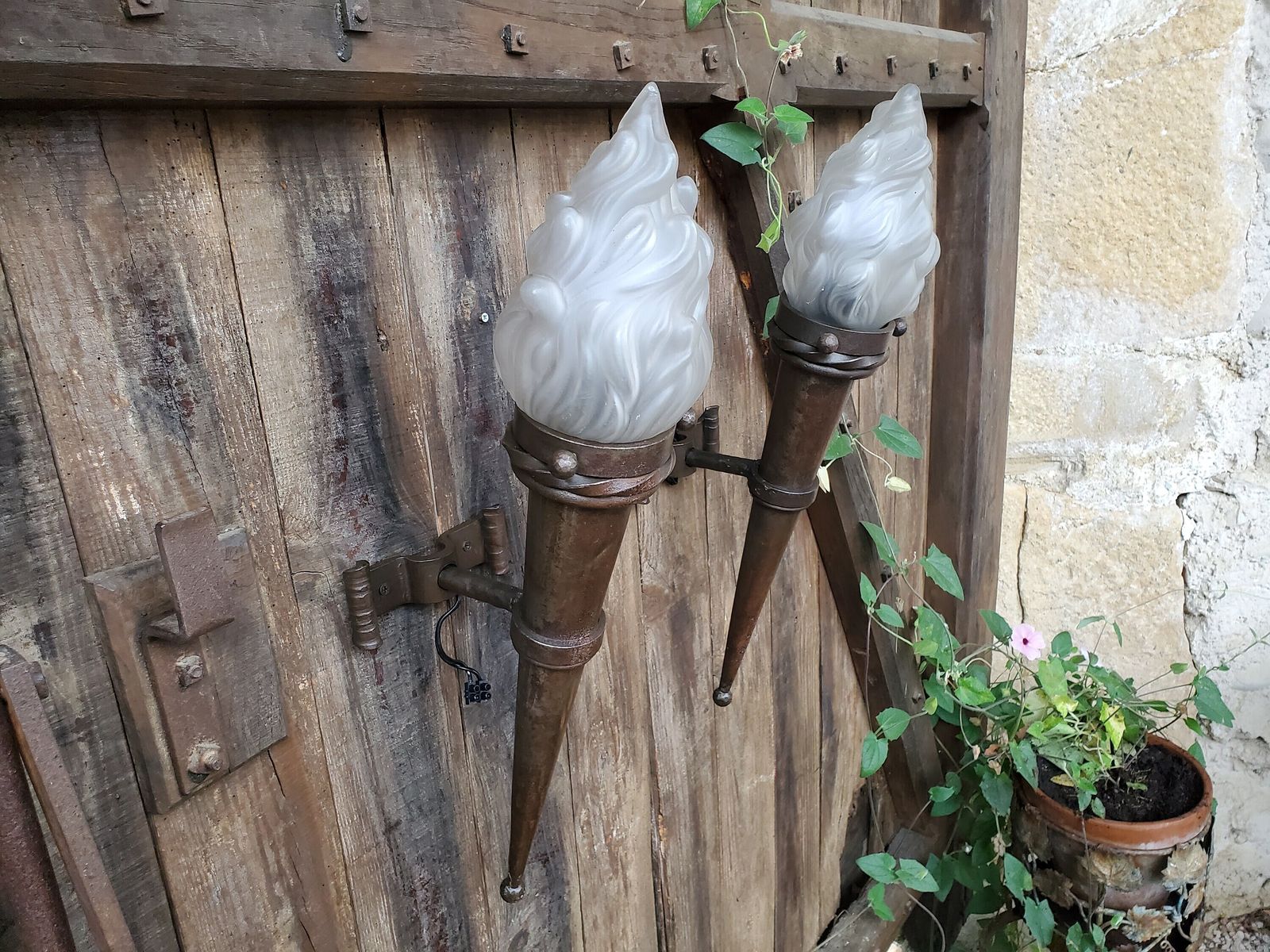Very Large French Castle Wall Sconces / A Pair Of Iron Wall Sconces / Iron Wall Lights / Gothic Wall Sconces / Medieval Sconces / photo furniture