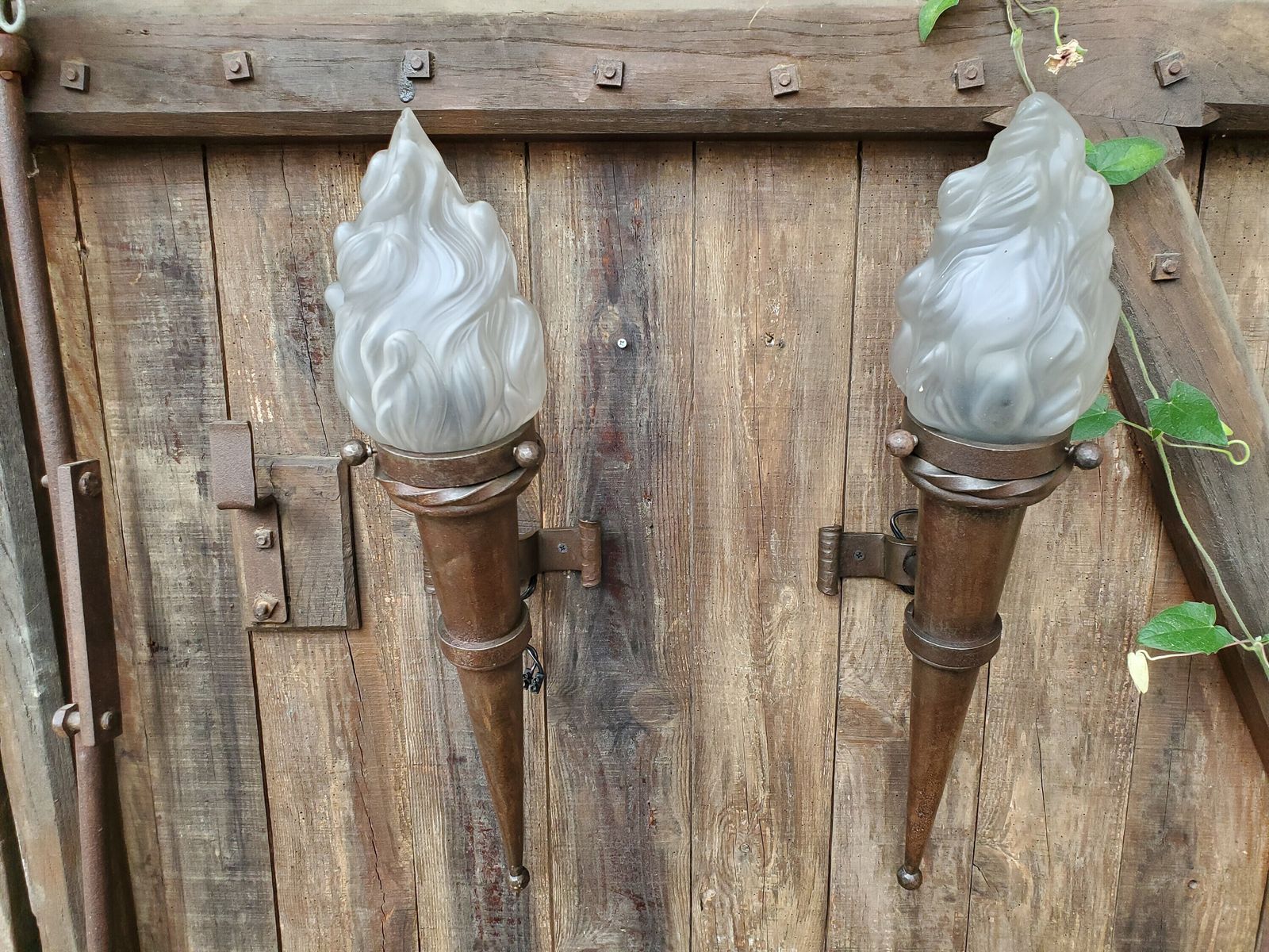 Very Large French Castle Wall Sconces / A Pair Of Iron Wall Sconces / Iron Wall Lights / Gothic Wall Sconces / Medieval Sconces / photo for sale