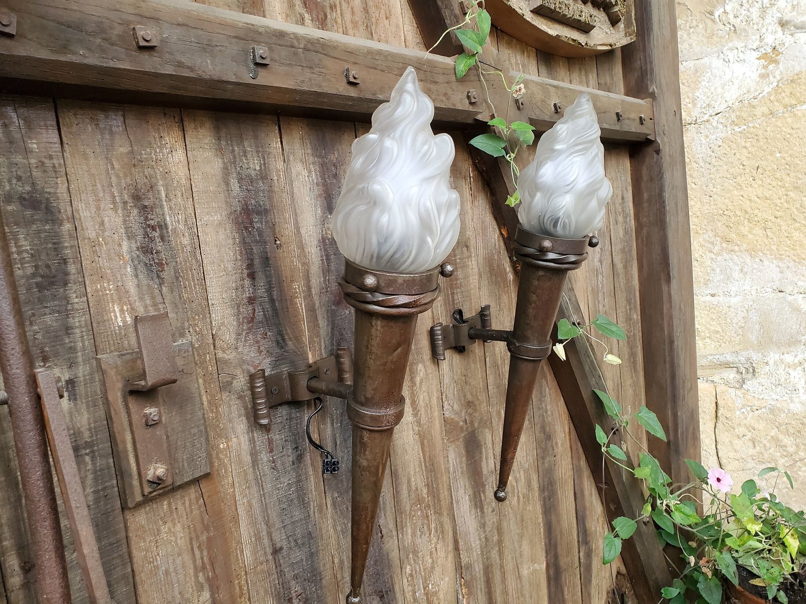 Very Large French Castle Wall Sconces / A Pair Of Iron Wall Sconces / Iron Wall Lights / Gothic Wall Sconces / Medieval Sconces / photo buy