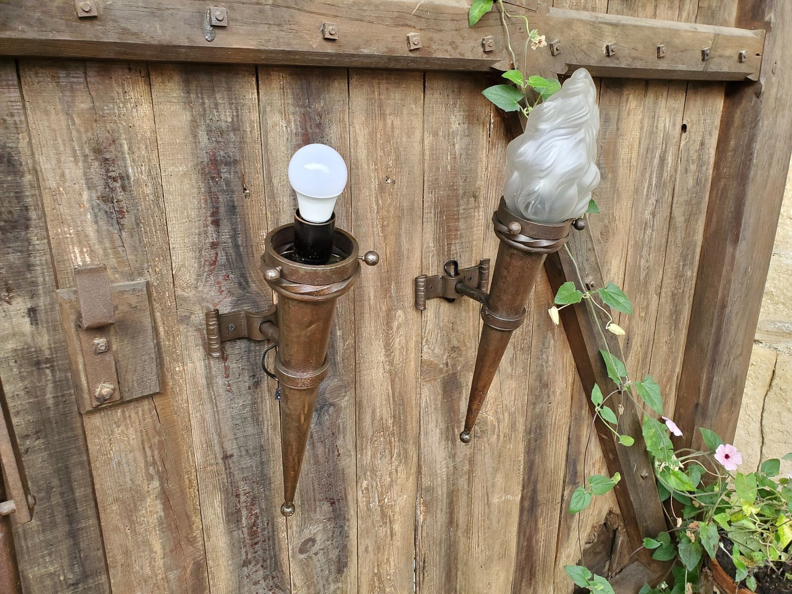 Very Large French Castle Wall Sconces / A Pair Of Iron Wall Sconces / Iron Wall Lights / Gothic Wall Sconces / Medieval Sconces / photo vintage