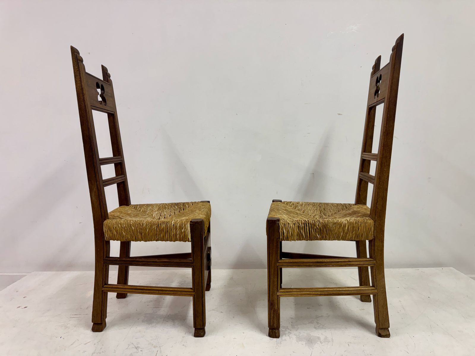 Set Of Six Arts And Crafts Ecclesiastical Dining Chairs, Circa 1900 photo vinterior