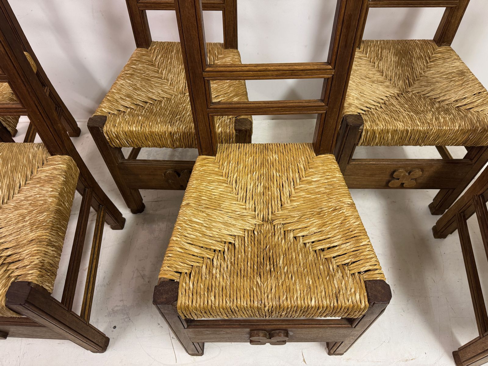Set Of Six Arts And Crafts Ecclesiastical Dining Chairs, Circa 1900 photo vintage