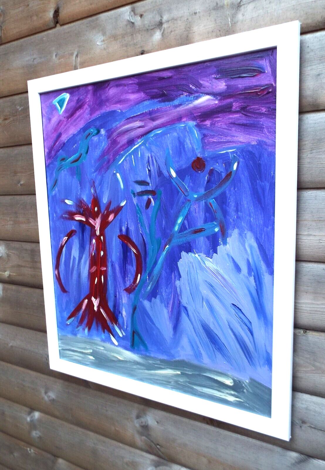 Original Abstract Painting A Night's Odd Figures Signed Framed Fraser J Lucas photo Art