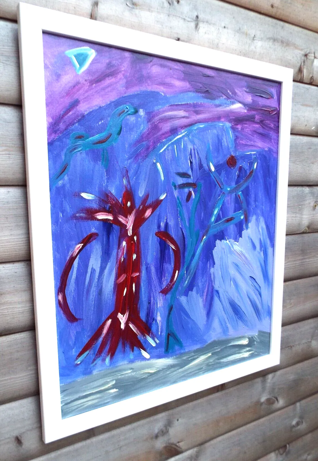 Original Abstract Painting A Night's Odd Figures Signed Framed Fraser J Lucas photo 261.0