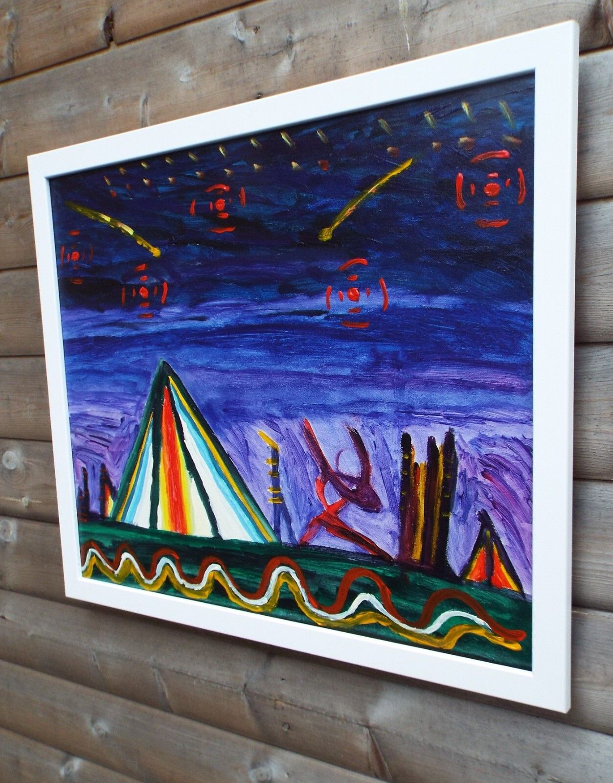 New Abstract Painting ' Parade From The Stars' Signed Framed Fraser J Lucas photo Art