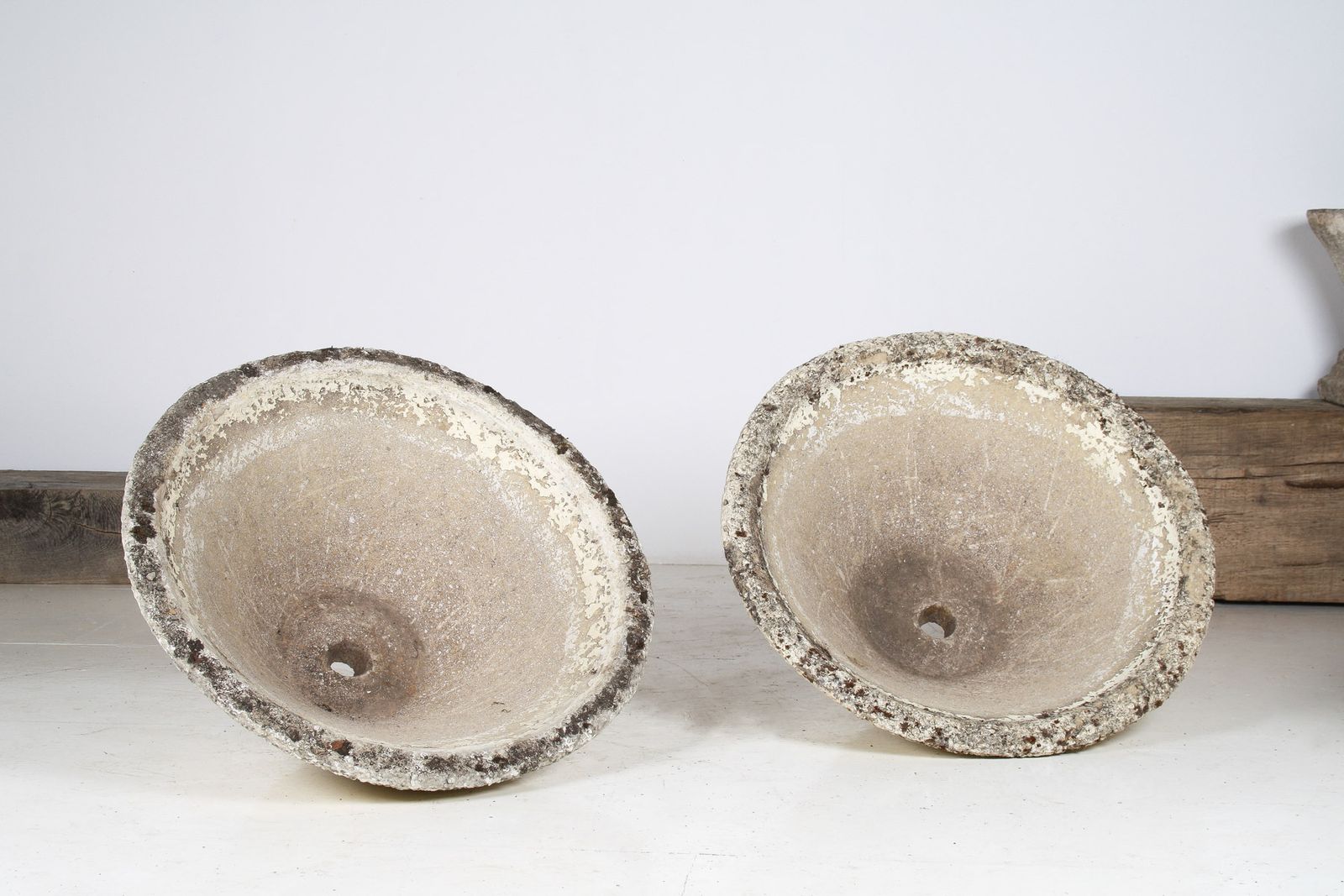 A Large Pair Of Mid Century Modernist Concrete Planters In The Manner Of Willy Guhl photo vintage