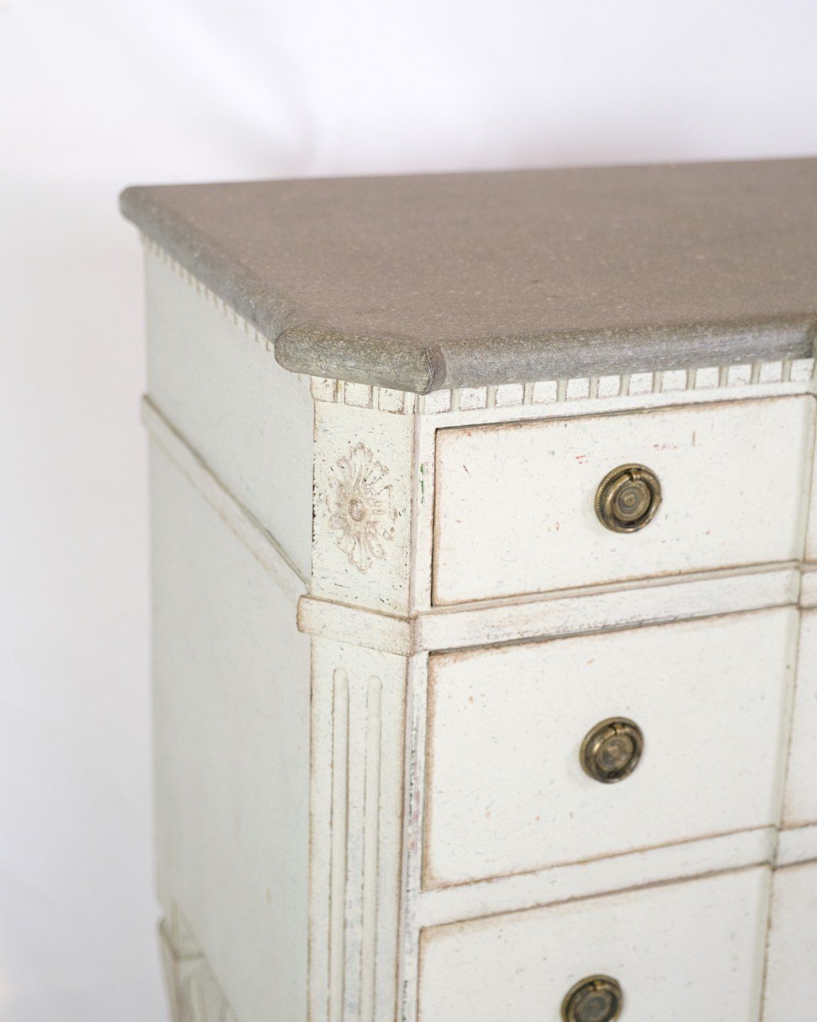 Gustavian Chest Of Drawers With 3 Drawers Grey Painted With Marbled Top, Swedish Origin From 1840s photo Furniture
