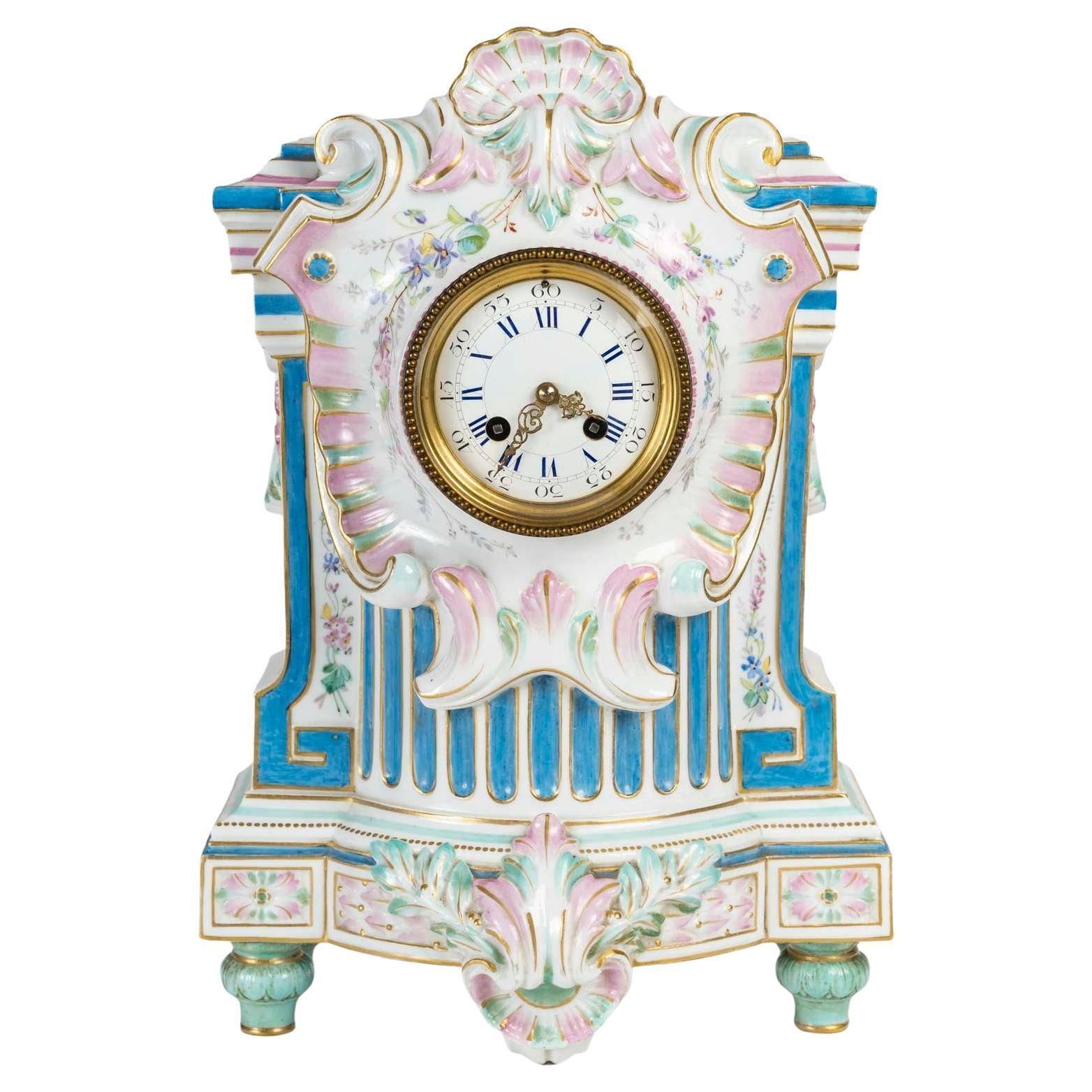 Porcelain Clock, 19th Century, Napoleon III Period.