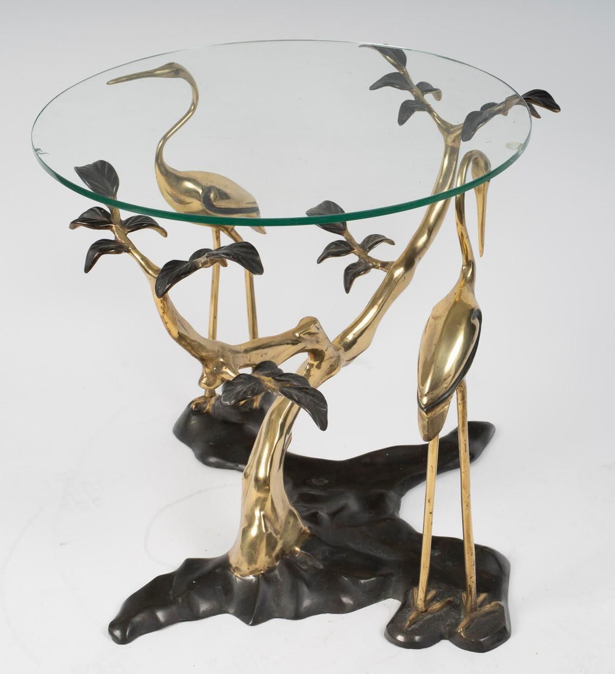 Coffee Table, End Of Sofa In Patinated And Gilded Bronze, Flamingo Design. photo Furniture