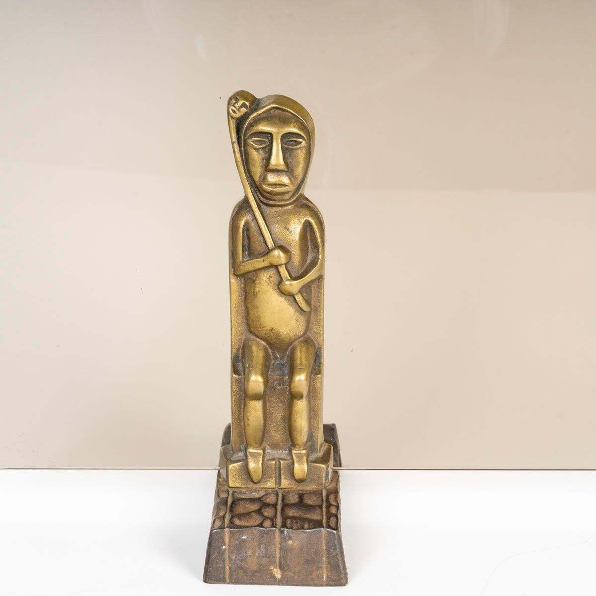 Fire Screen In Bronze And Tinted Glass Plate, Tribal Art. photo furniture