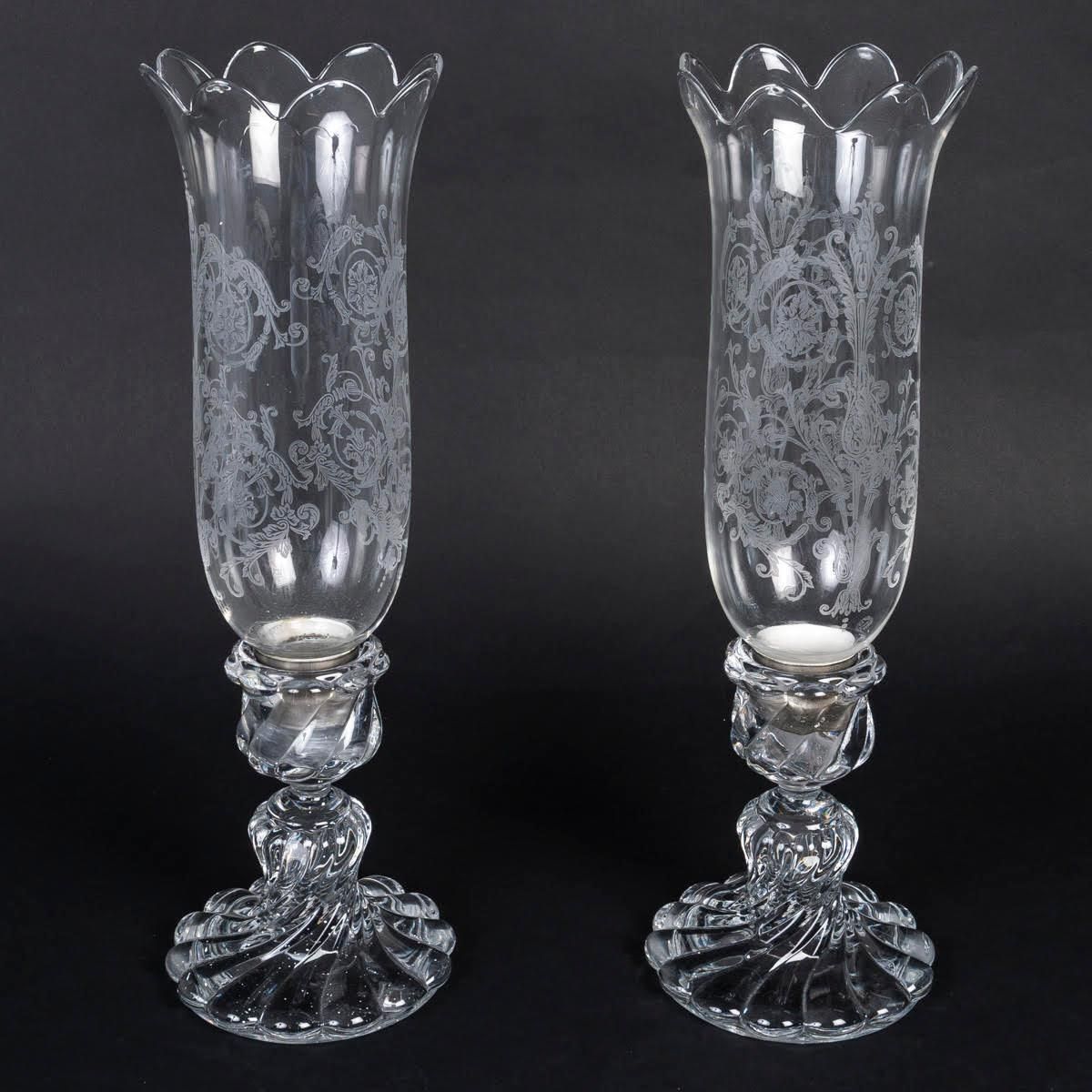 Pair Of Baccarat Crystal Candle Holders, Early 20th Century, Napoleon III Style. photo furniture
