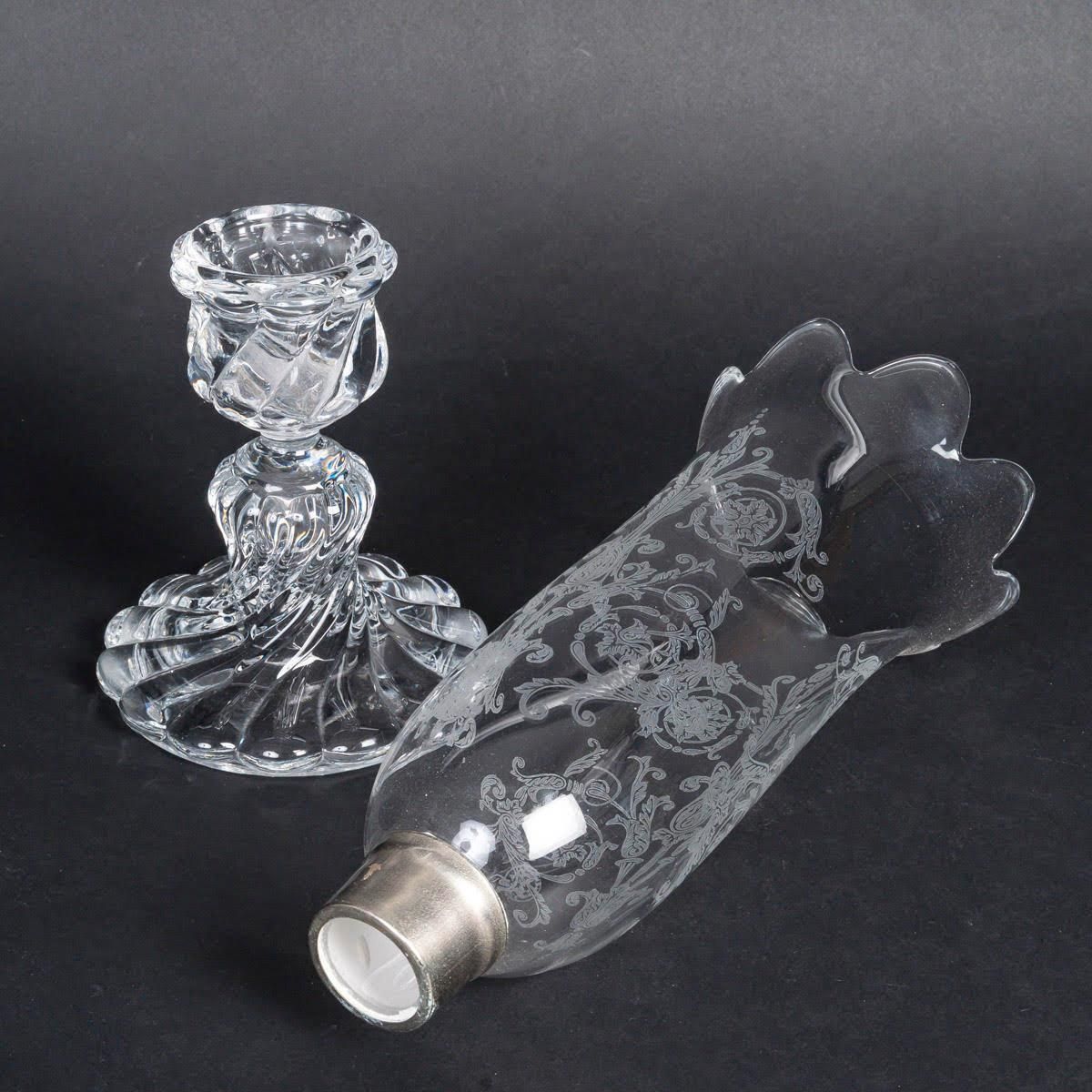 Pair Of Baccarat Crystal Candle Holders, Early 20th Century, Napoleon III Style. photo vinterior