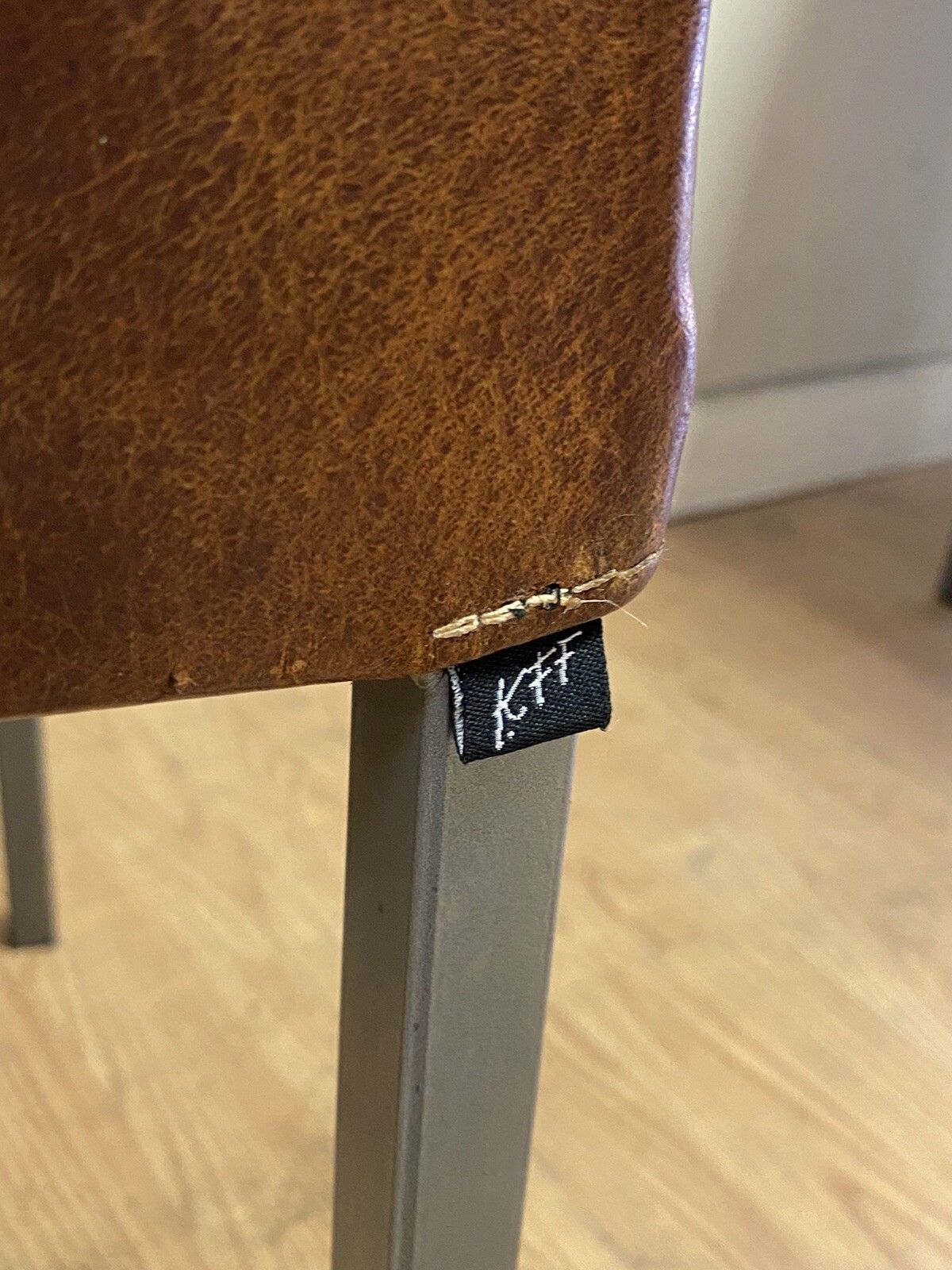 Vintage Brown Leather And Steel Texas Dining Chair By Karl Friedrich Förster photo for sale