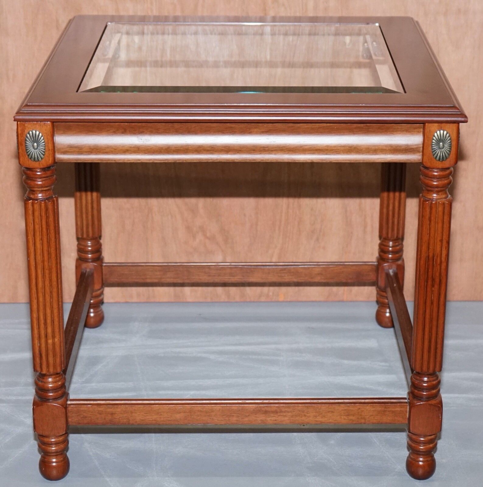 photo furniture Pair Of Beautiful Wooden Side Tables With Glass Top