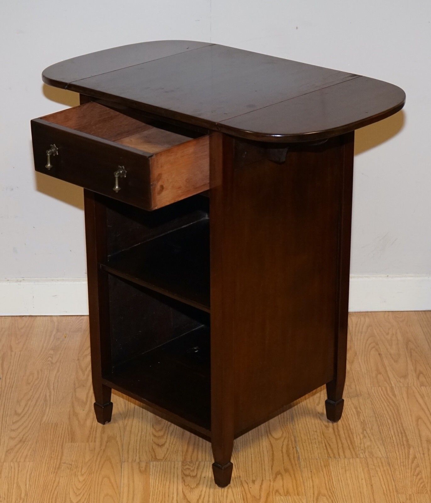 Lovely Vintage Mahogany Side End Hardwood Table With Drawer And Shelfs photo Furniture