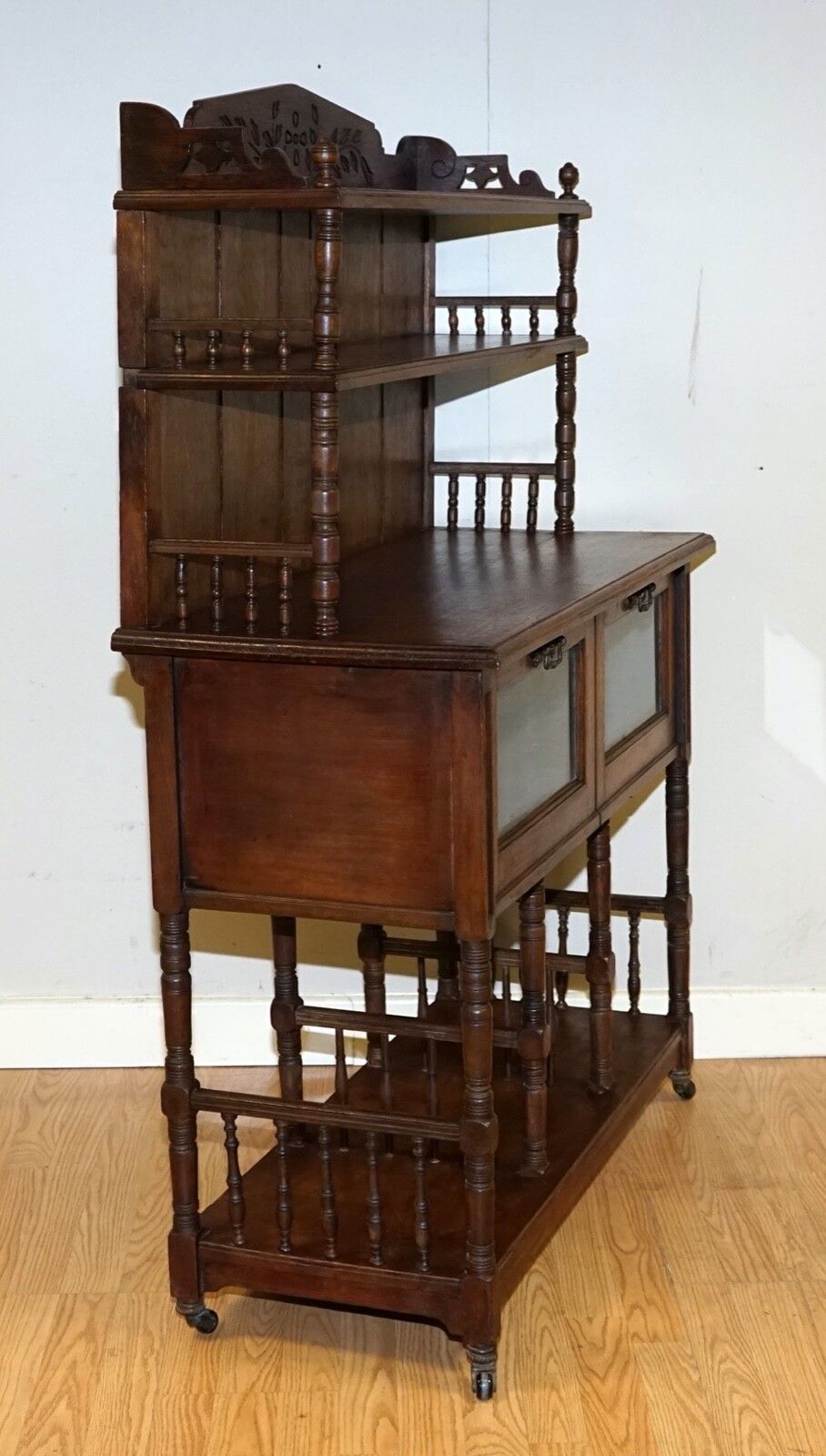 Furniture Victoria Regina Stamped Hallway Whatnot Sideboard Glazed Door Porcelain Castors photo