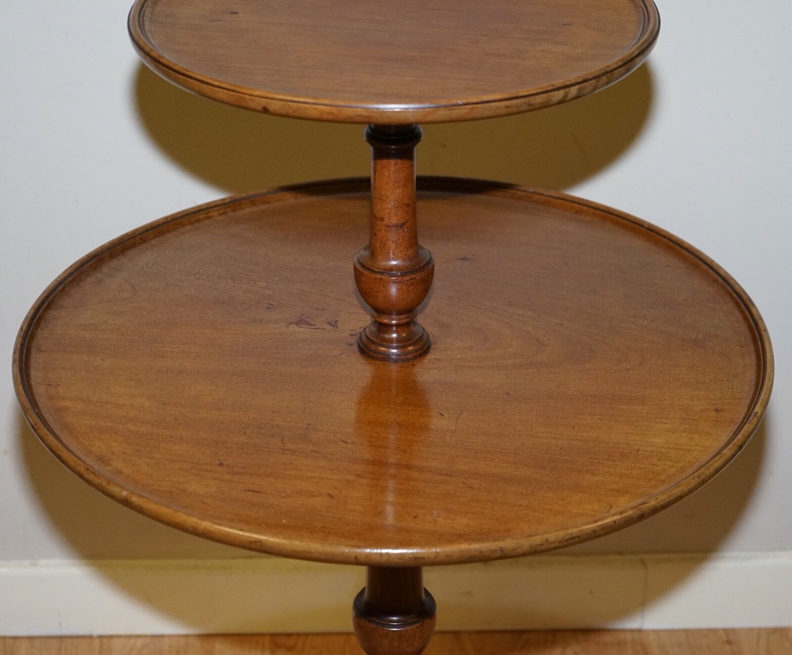 Large Victorian Circa 1880 Mahogany Queen Anne Circular 2 Tier Dumbwaiter Table photo Furniture