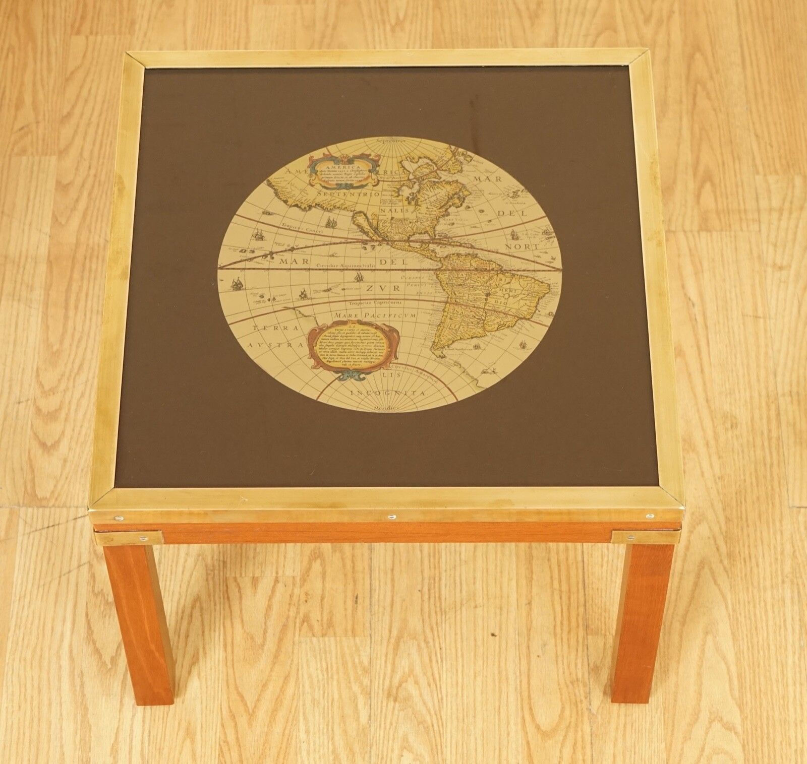 Stunning Coffee & Side Table Nest Of Tables Military Campaign With World Maps photo vintage