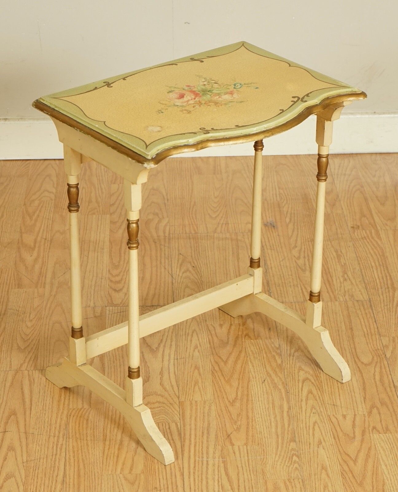 photo furniture Vintage French Hand Painted Floral Nest Of Tables