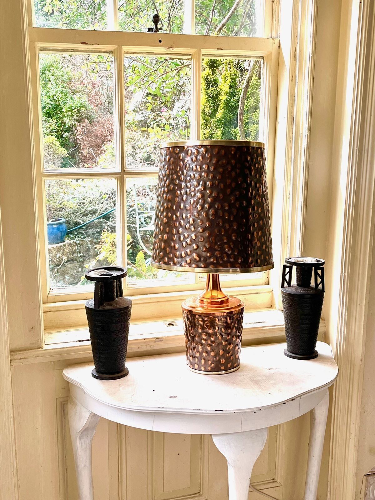 1970’s Hammered Copper Table Lamp From Zambia