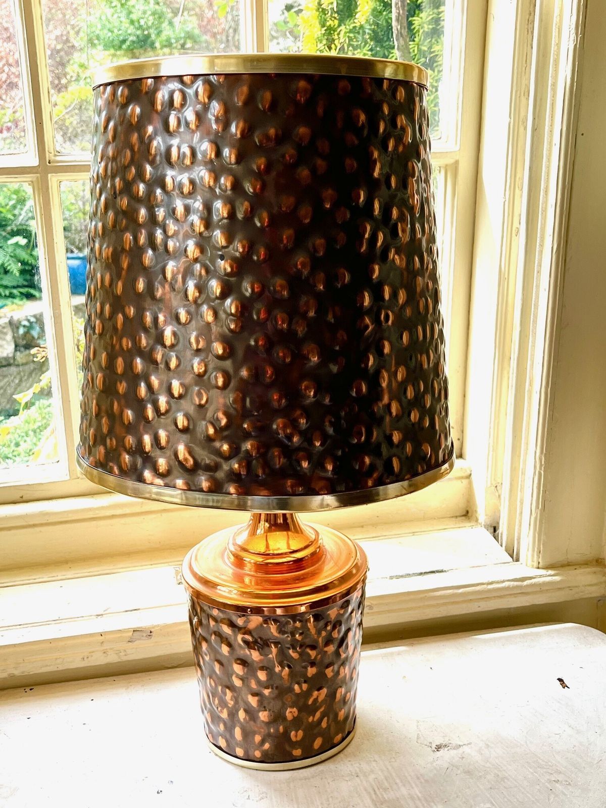 1970’s Hammered Copper Table Lamp From Zambia photo vinterior