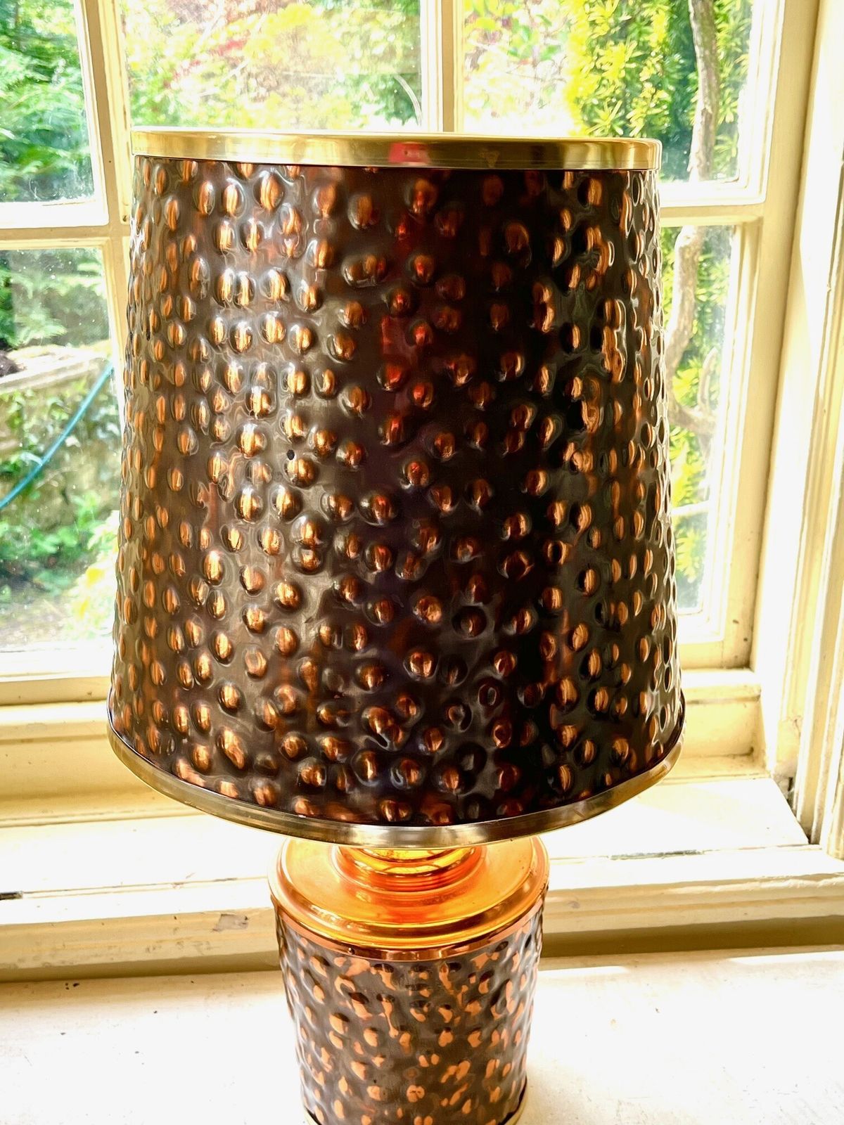 1970’s Hammered Copper Table Lamp From Zambia photo vintage