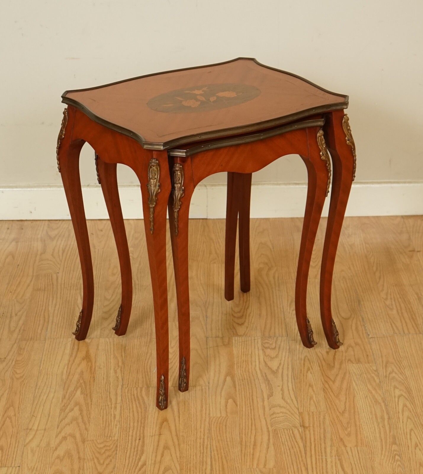 Lovely Vintage French Inlaid Parquetry Set Of 2 Nesting Tables photo 500.0