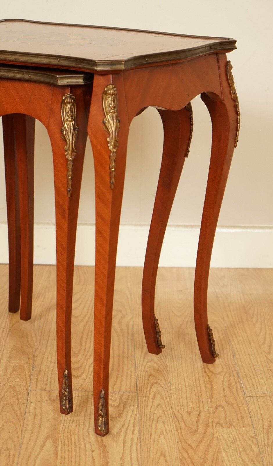 Lovely Vintage French Inlaid Parquetry Set Of 2 Nesting Tables photo vinterior