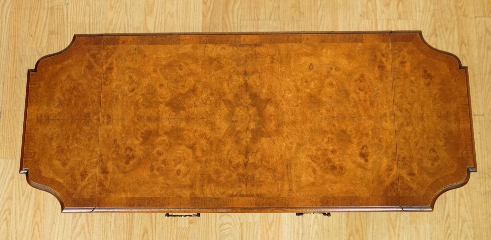 Furniture Lovely Bevan And Funnell Burr Walnut Extending Dropleaf Side End Table photo