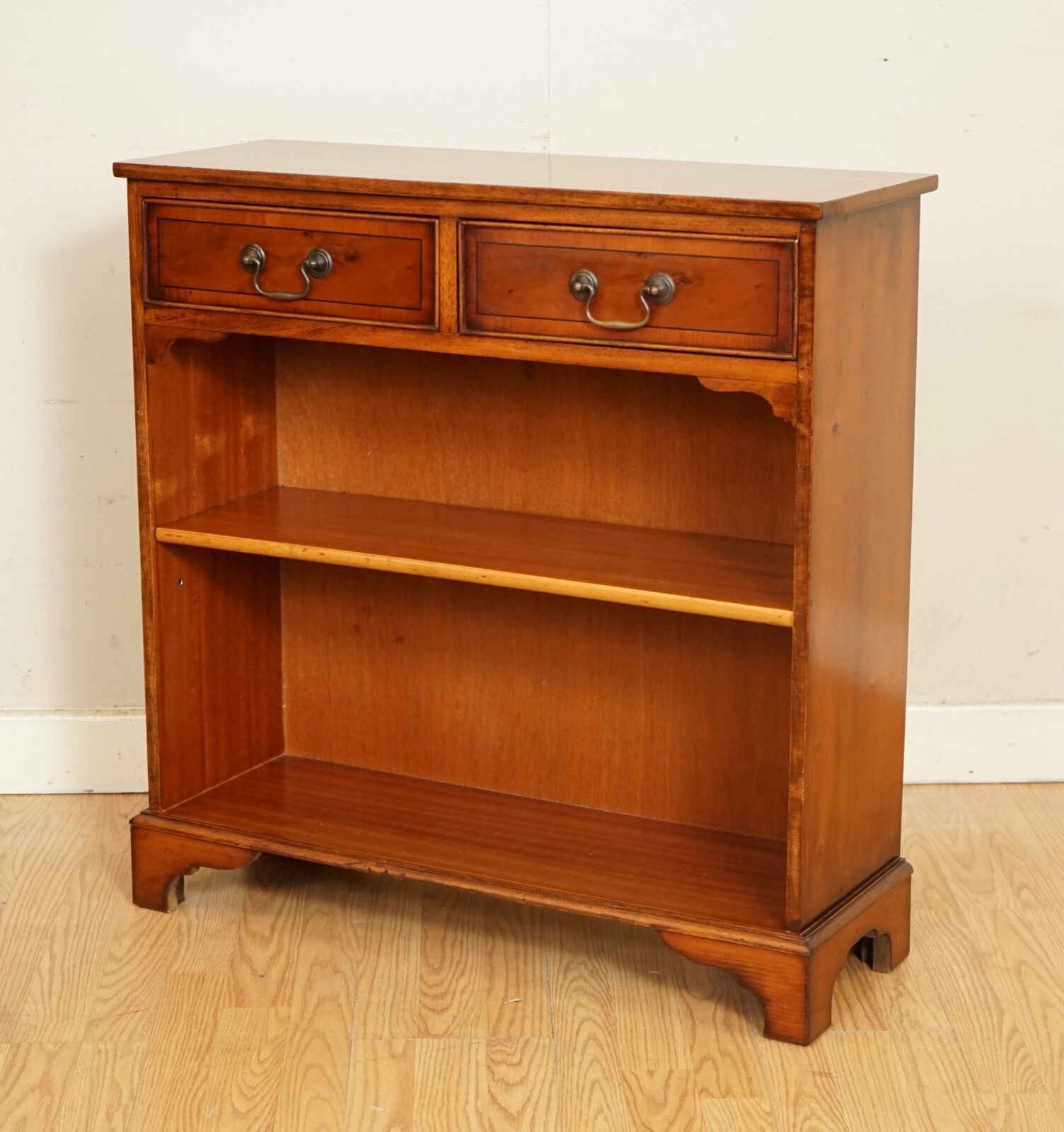 Vintage Yew Wood Dwarf Open Libary Bookcase Cabinet photo furniture
