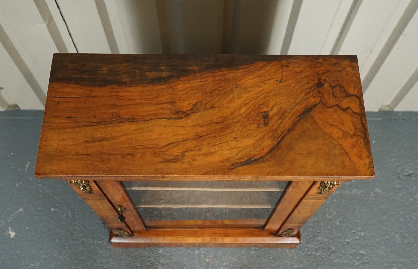 photo furniture 19th Century Victorian Burr Walnut Marquetry Pier Glazed Cabinet