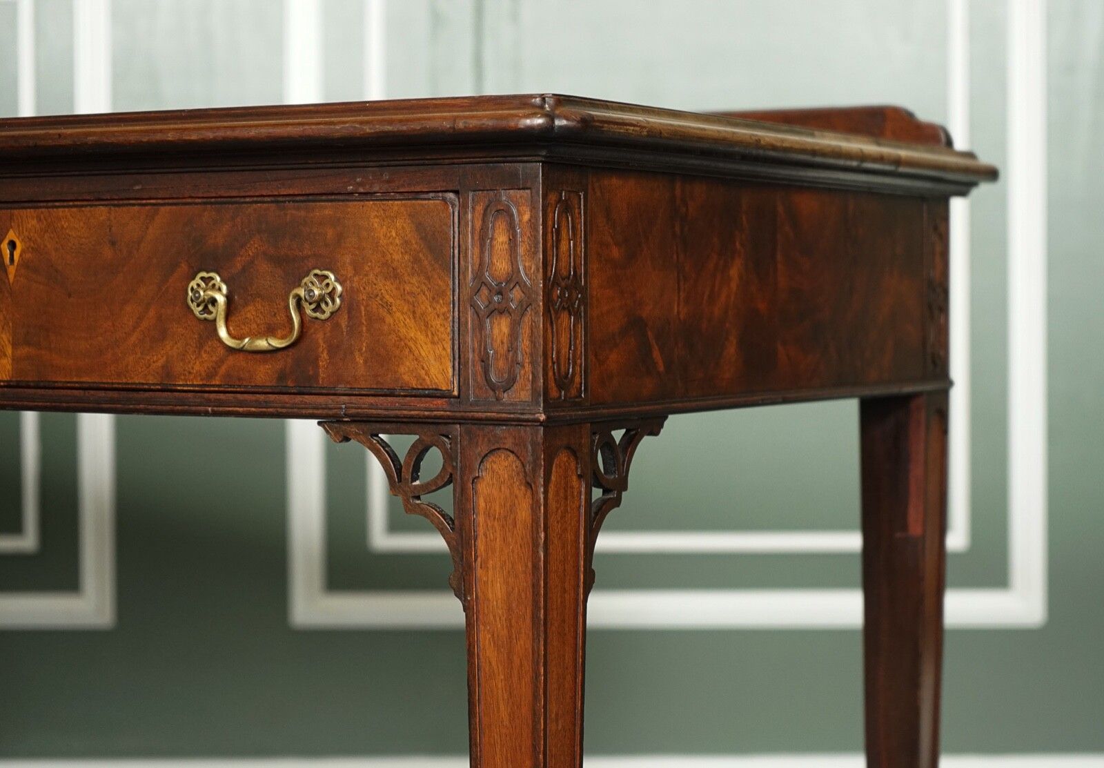 Stunning Chippendale Style Mahogany Console Hallway Table With Original Handles photo buy
