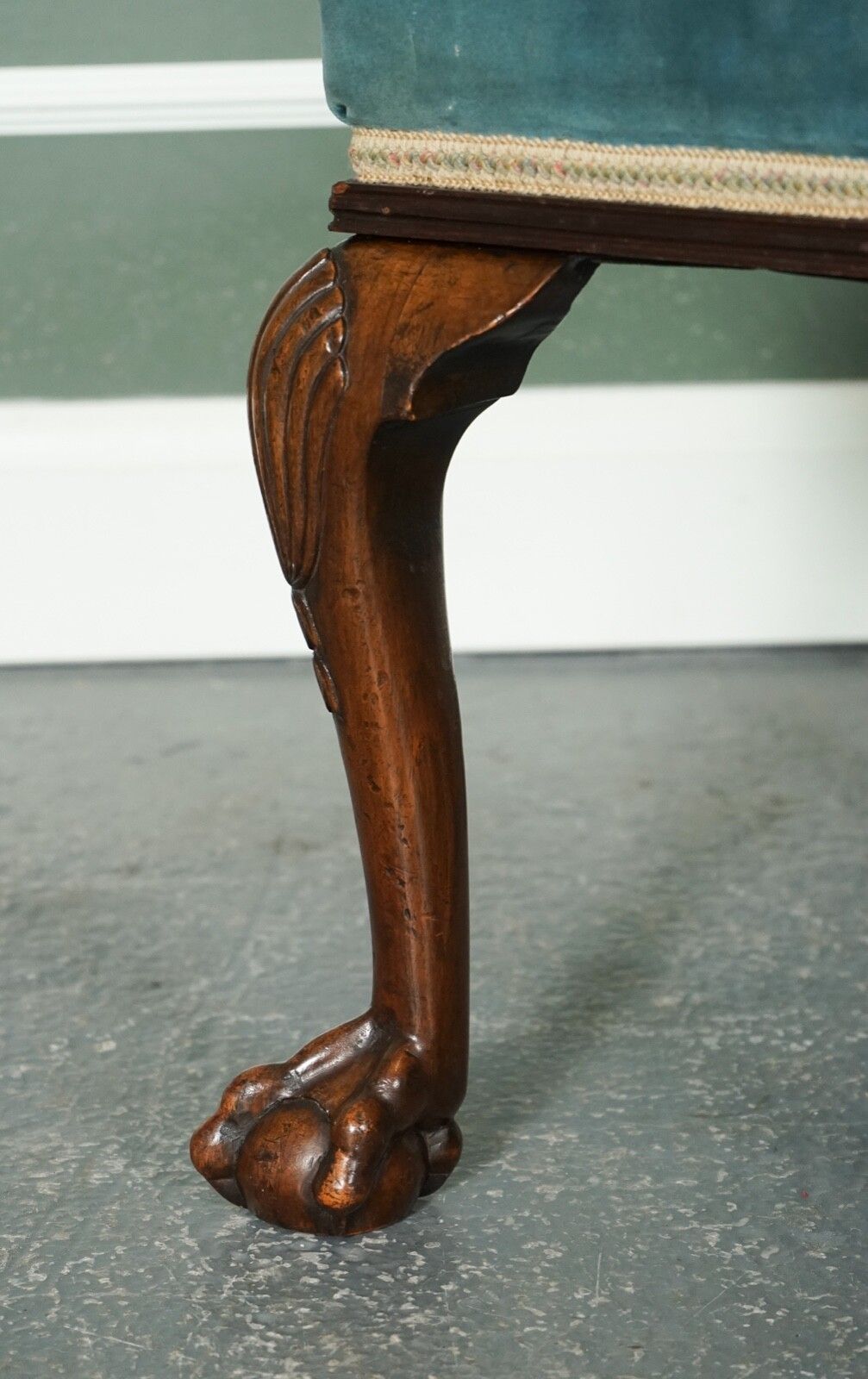 Fine Late Victorian Flower Upholstery Claw And Ball Foot Stool photo vintage
