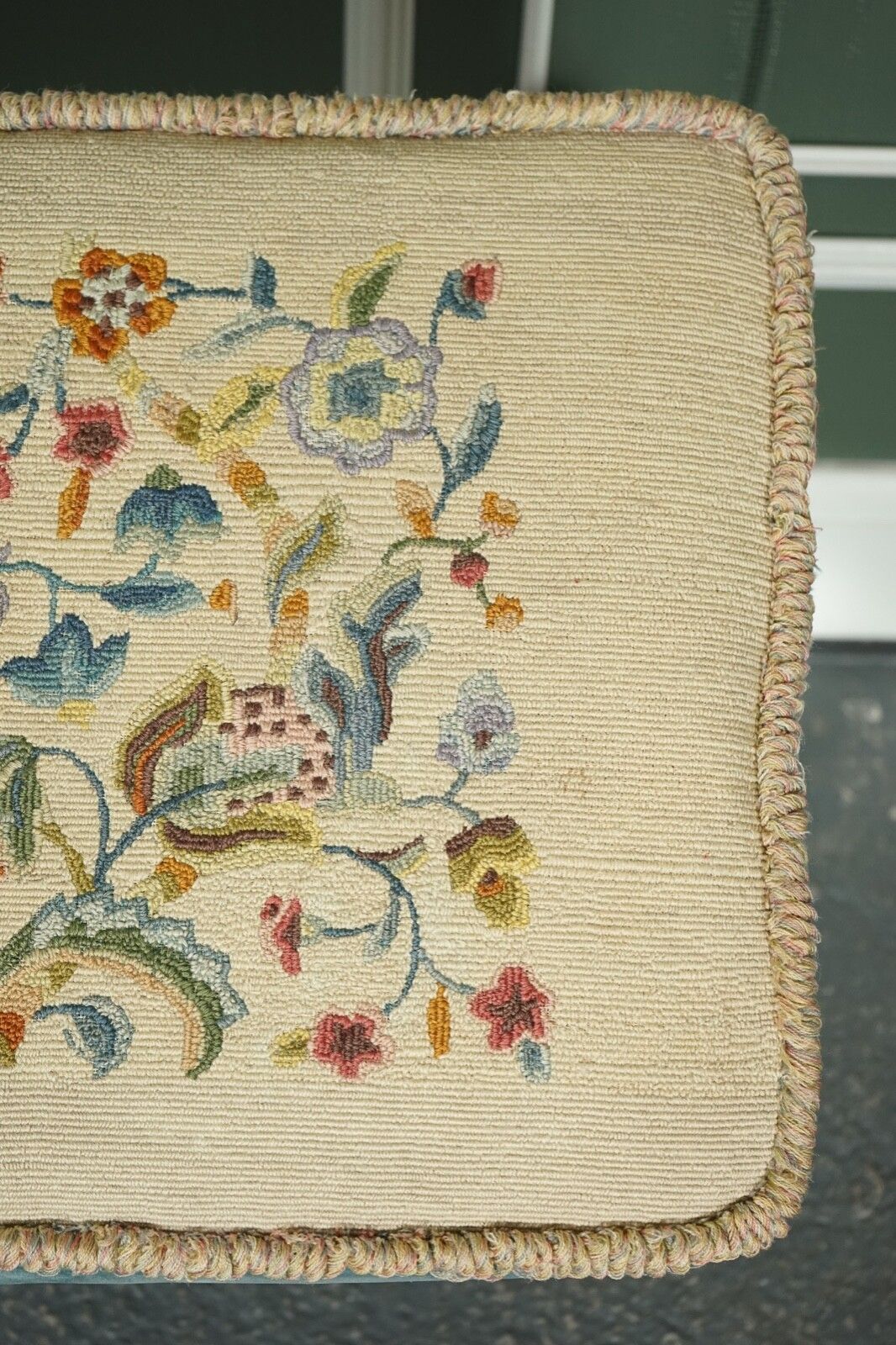 Furniture Fine Late Victorian Flower Upholstery Claw And Ball Foot Stool photo