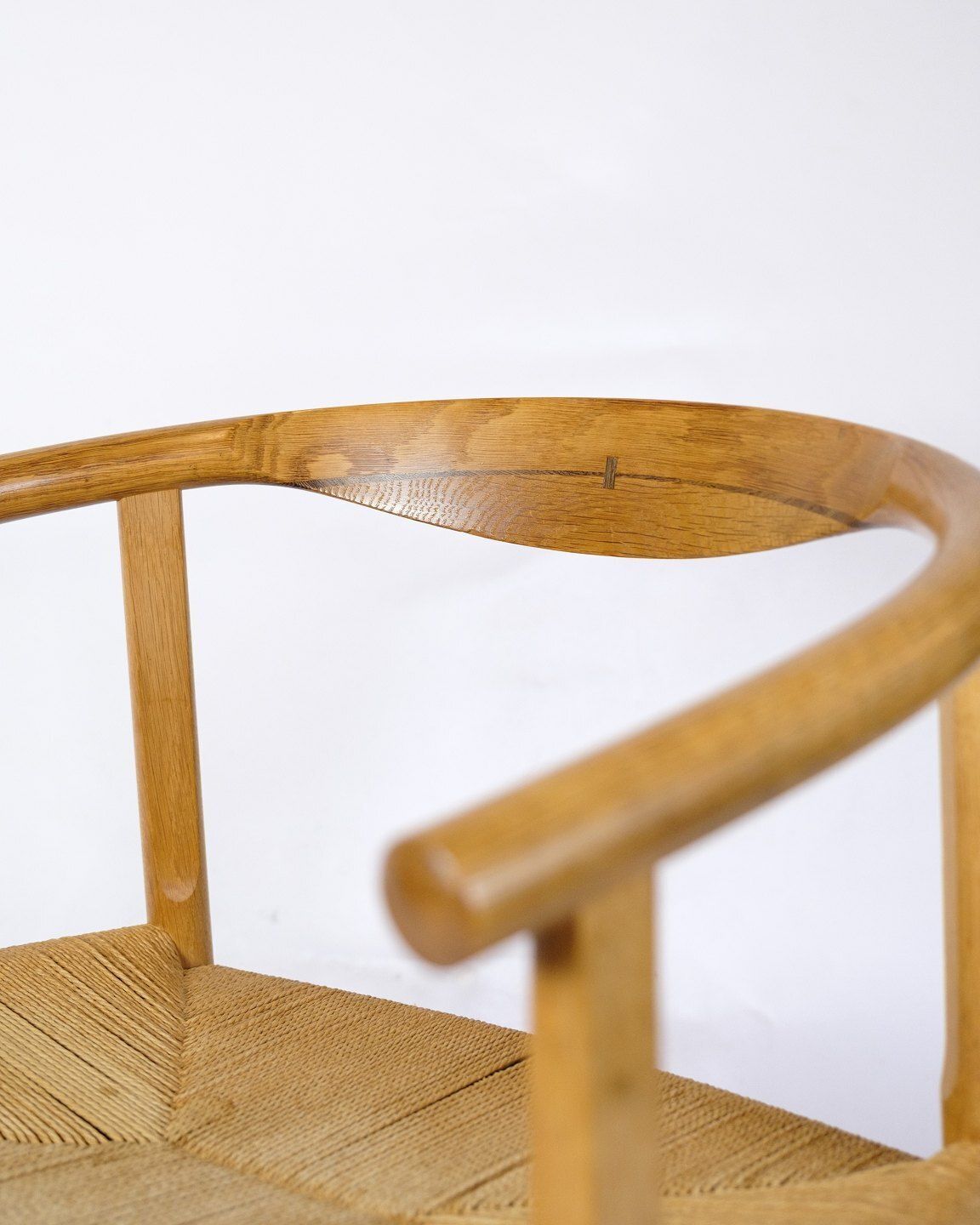 Set Of 2 Armchairs Model Pp201 In Oak With Wenge Wood Inlay With Backrest & Seat Made Of Paper Yarn By Hans J. Wegner For Pp Møbler photo for sale