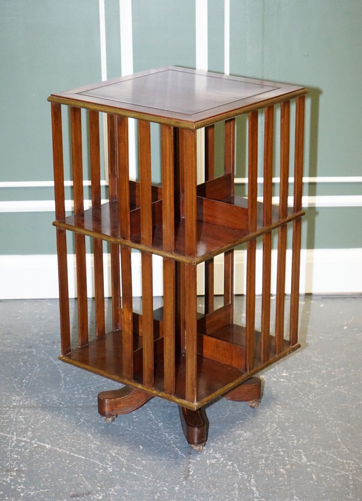 Restored French Military Campaign Brass Inlaid Revolving Bookcase photo furniture