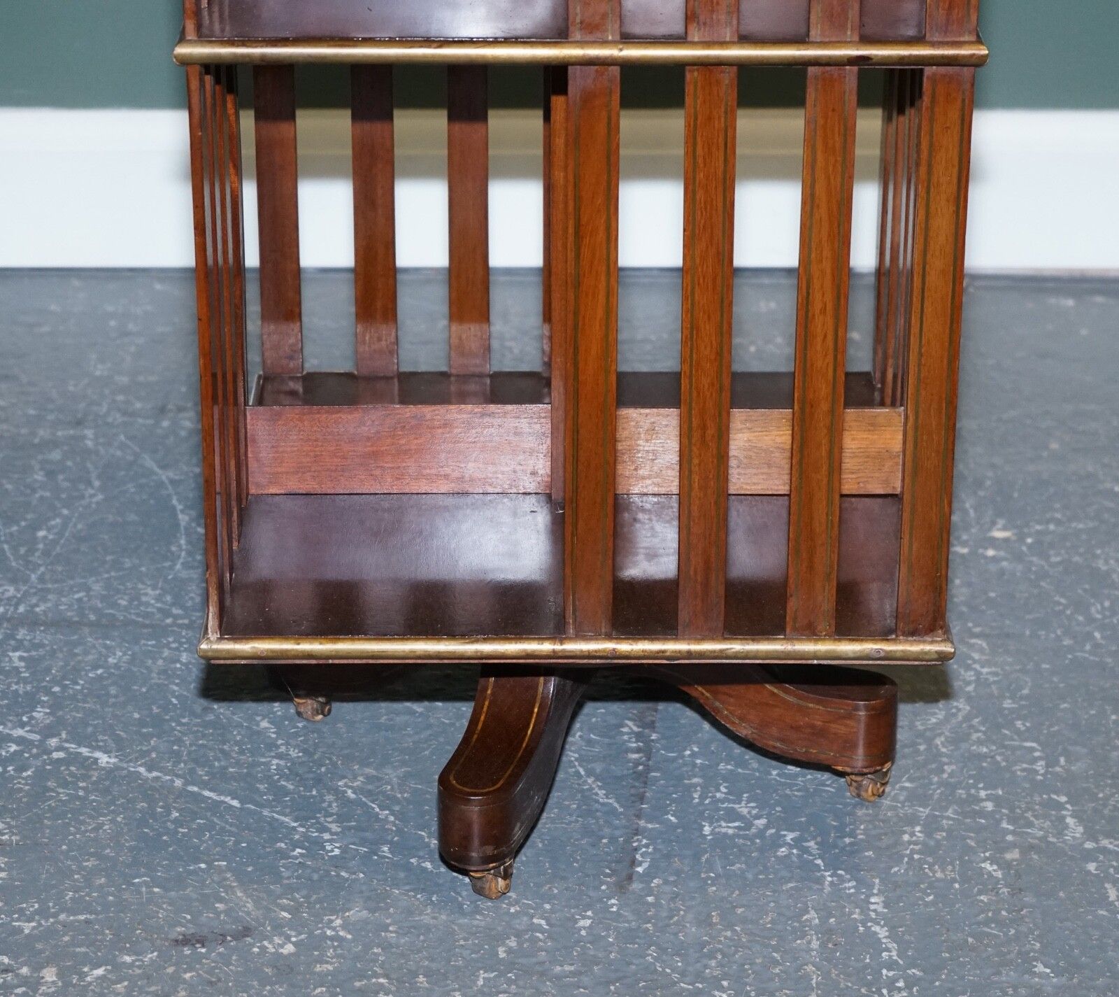 Restored French Military Campaign Brass Inlaid Revolving Bookcase photo vinterior