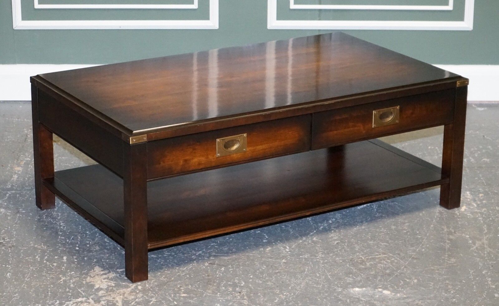 Stunning Vintage Military Campaign Mahogany & Brass Coffee Table photo furniture