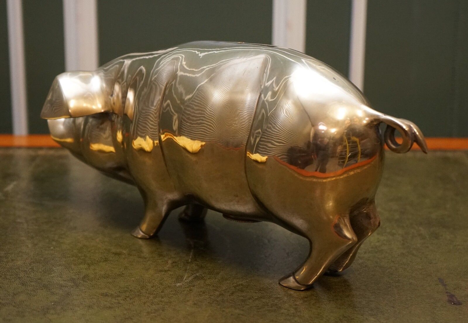 1920s Antique Decorative Brass Piggy Bank photo buy