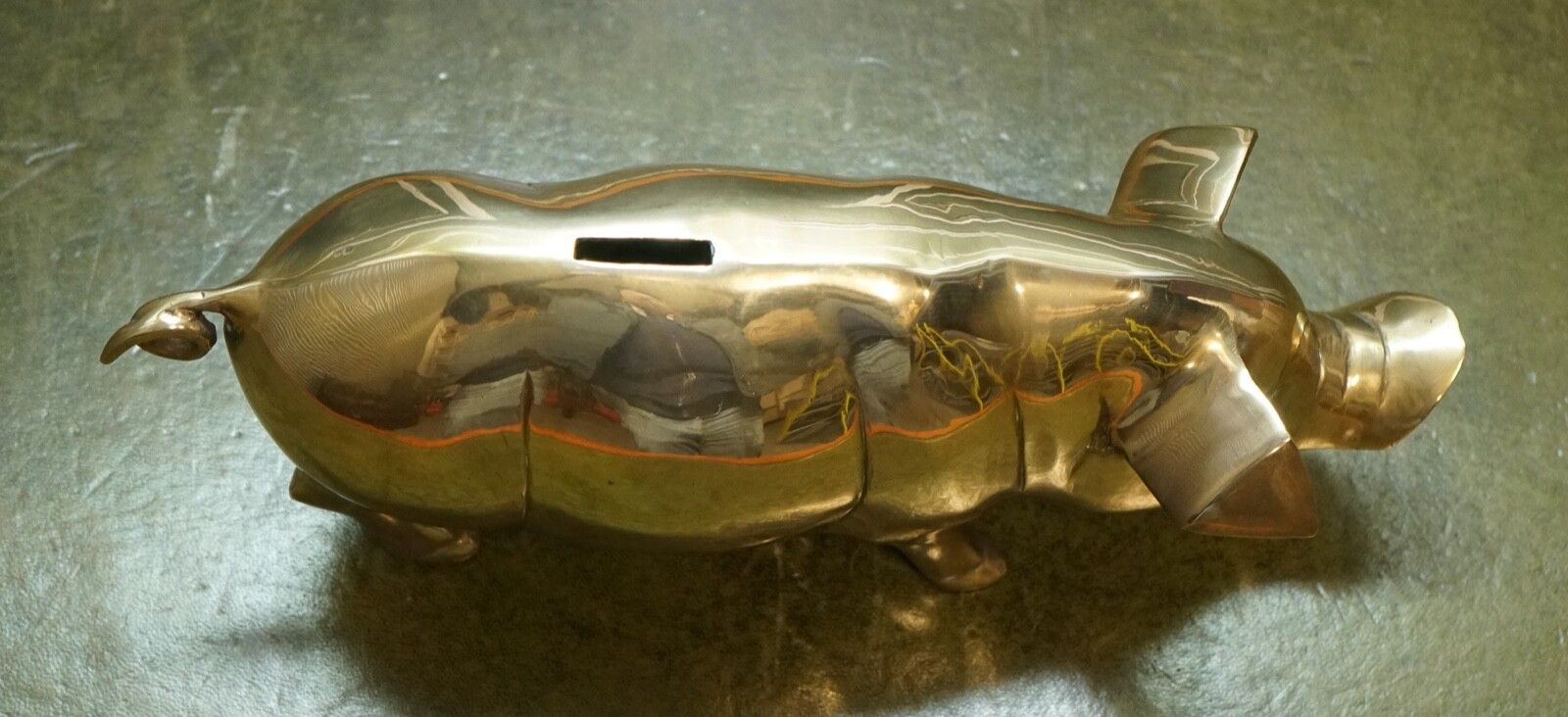 Home Decor 1920s Antique Decorative Brass Piggy Bank photo