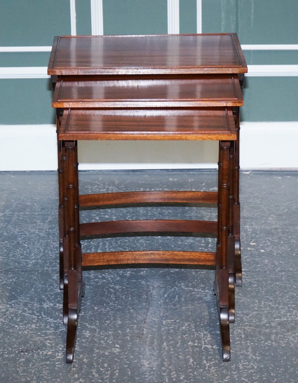 Georgian Nest Of Four Nesting Tables Side Tables With Bamboo Legs photo Furniture