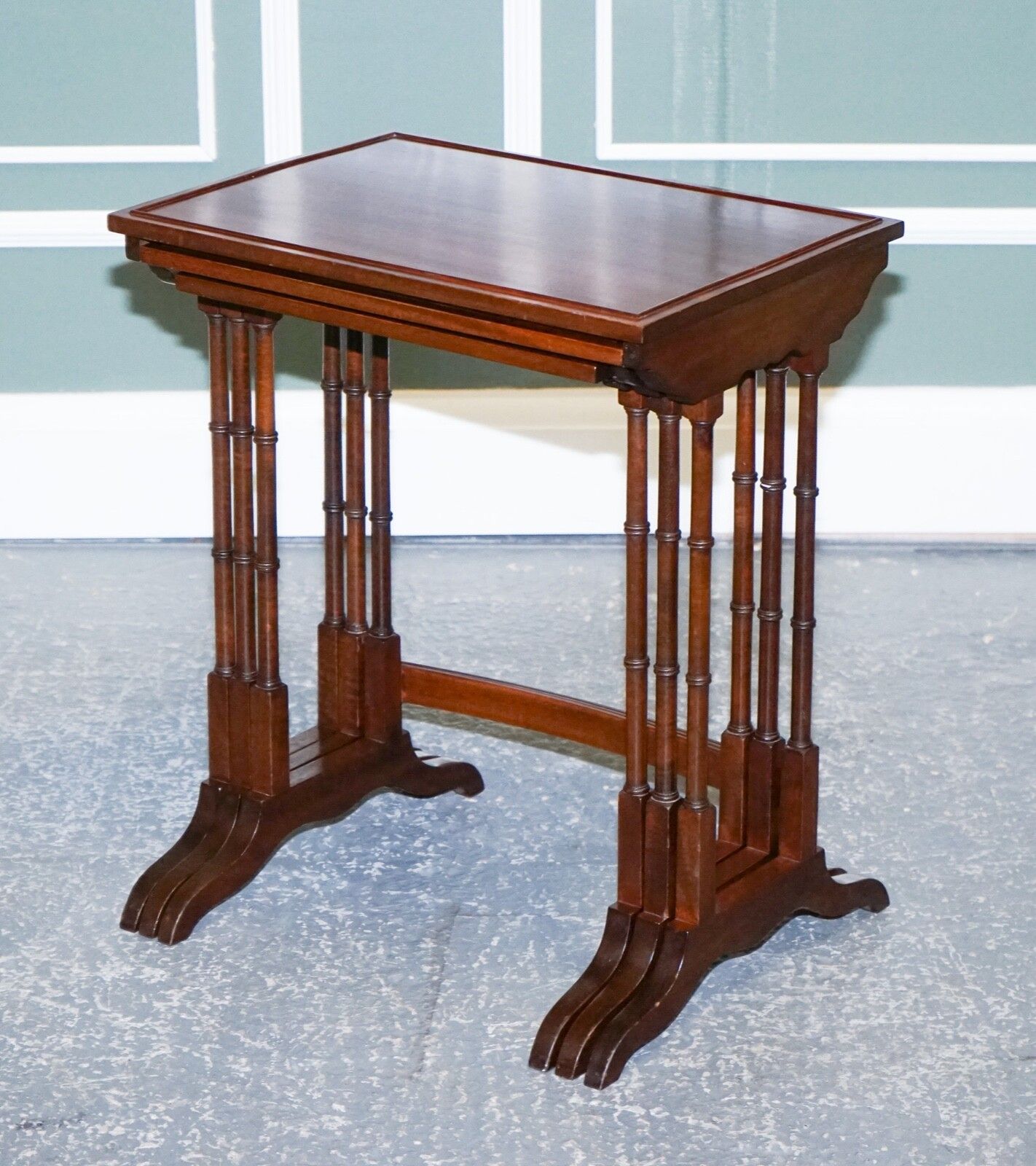 Georgian Nest Of Four Nesting Tables Side Tables With Bamboo Legs photo 950.0