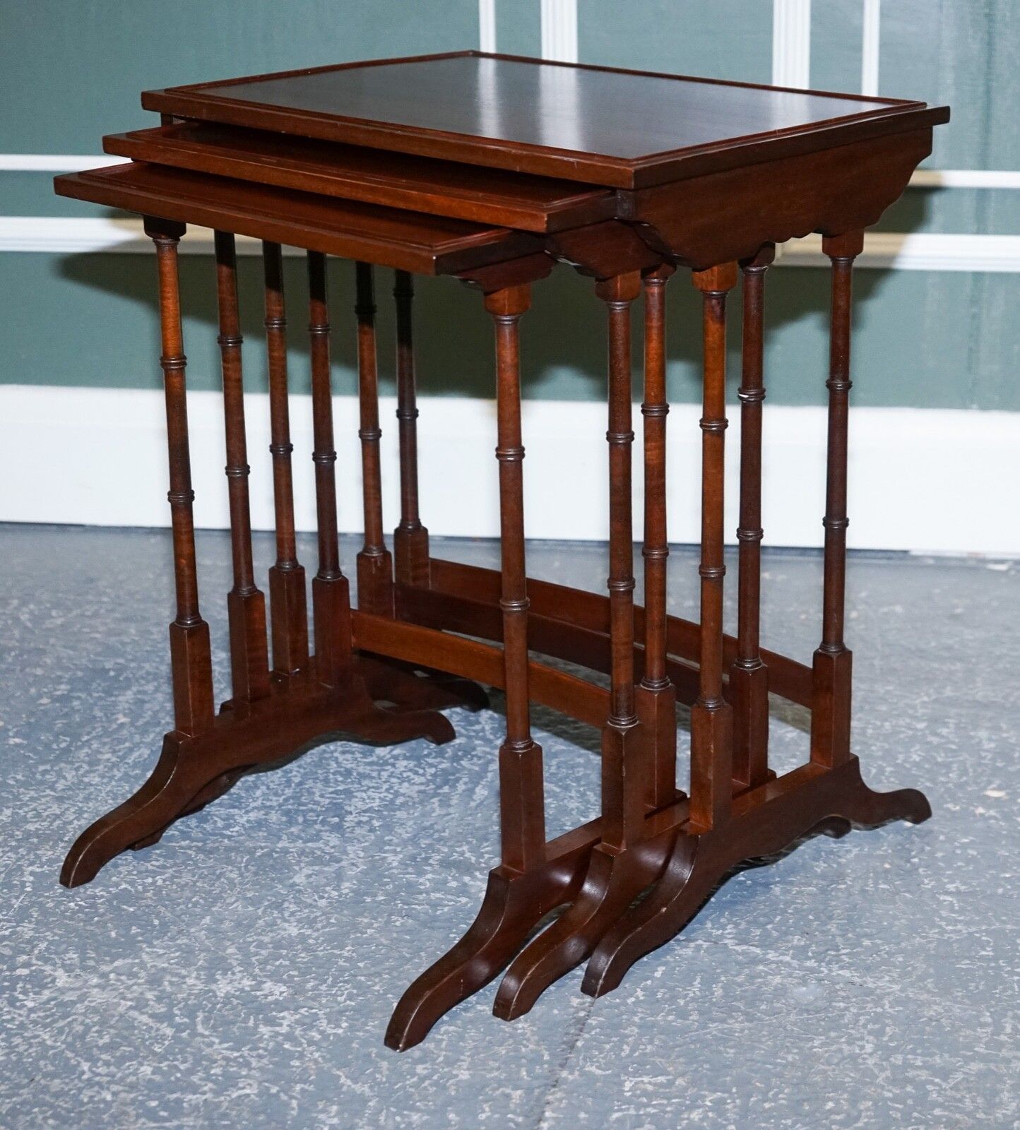 photo vinterior Georgian Nest Of Four Nesting Tables Side Tables With Bamboo Legs