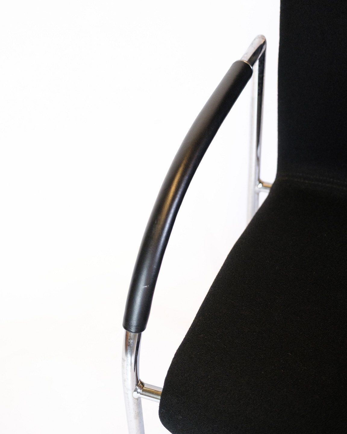 Set Of Four Conference Chair In Black Fabric On Wheels, Danish Design photo for sale