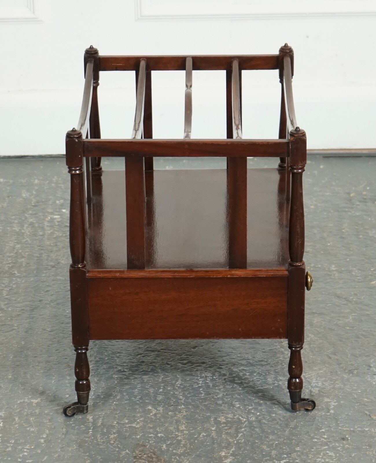 Home Decor Vintage Mahogany Canterbury Newspaper Rack With Brass Handles photo